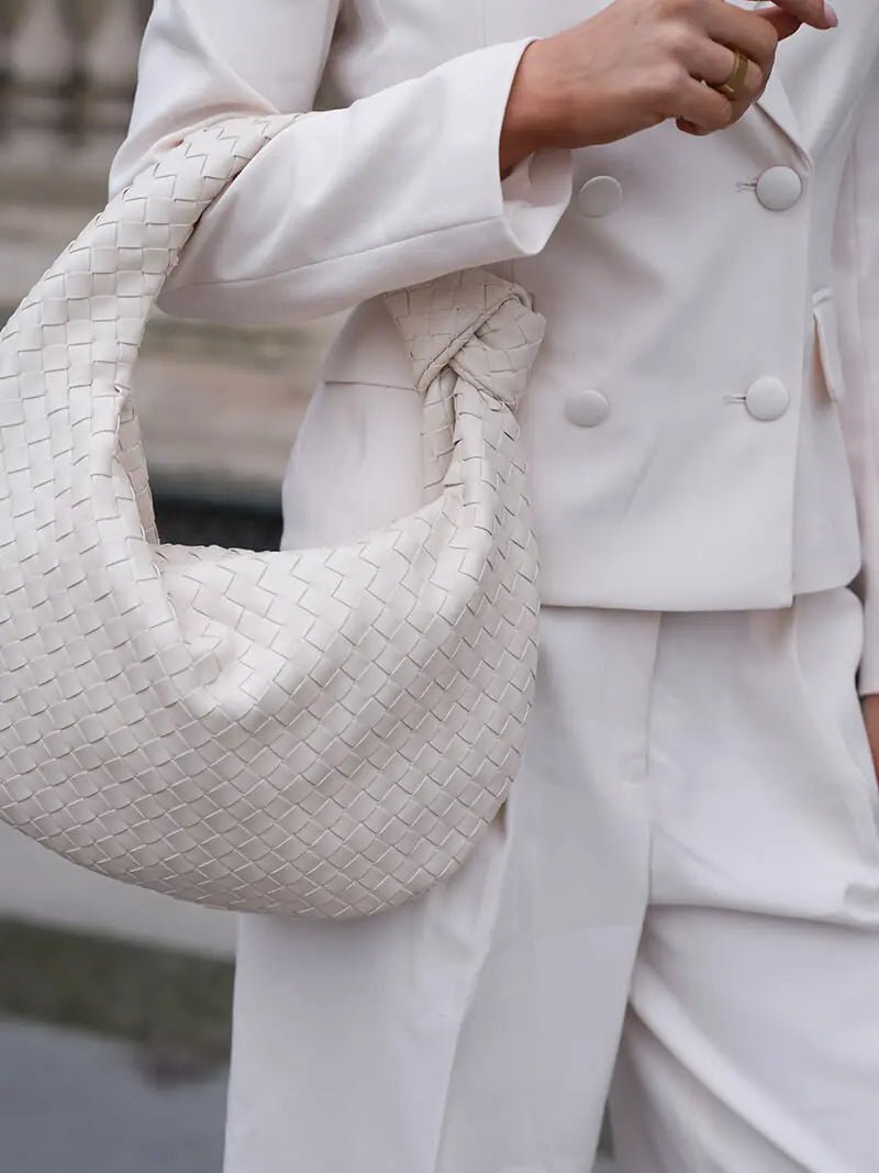 Xavelle | Luxe Black Woven Knot Handle Bag – Timeless & Chic