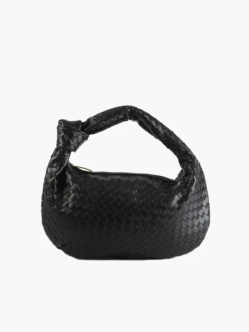 Xavelle | Luxe Black Woven Knot Handle Bag – Timeless & Chic
