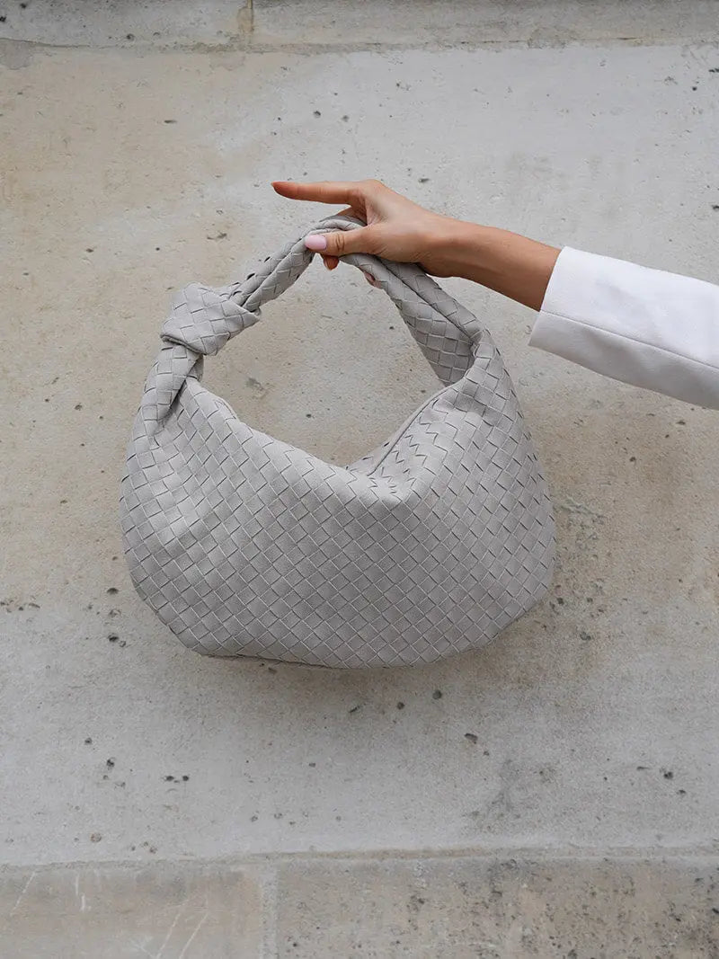 Xavelle | Luxe Black Woven Knot Handle Bag – Timeless & Chic