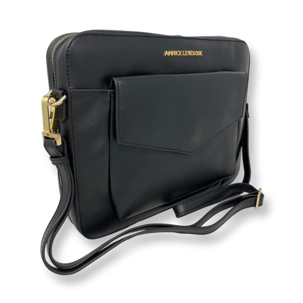 Sac de travail en cuir noir | Sofia