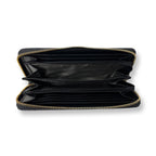Petit Portefeuille en cuir véritable Noir Embossé Croco, Carla