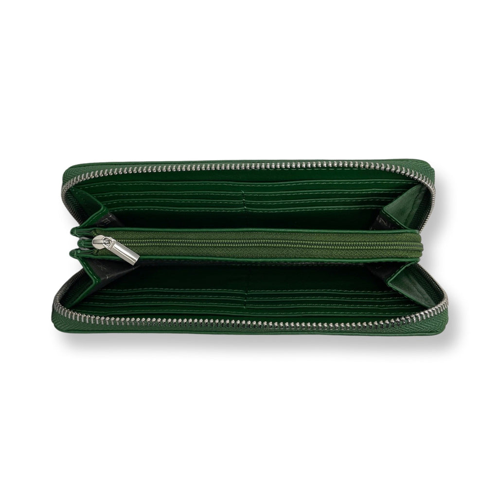 Petit portefeuille en cuir vert - Carla