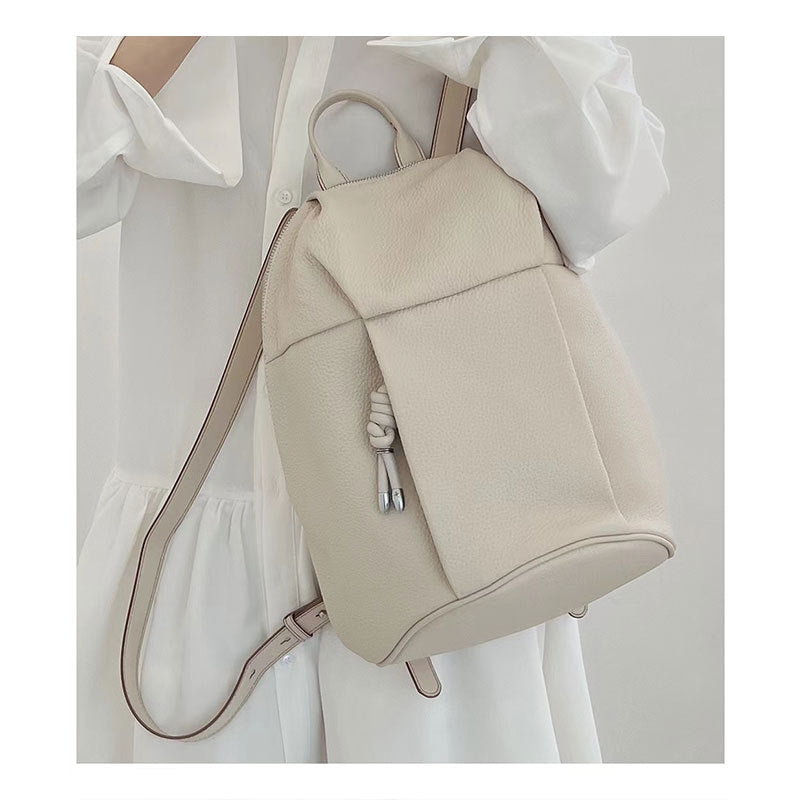 Quilla | Minimalist Beige Leather Backpack – Sleek, Modern & Functional