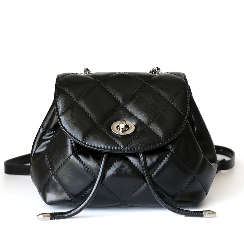 Perseis | Silver Quilted Leather Backpack – Chic, Trendy & Eye-Catching