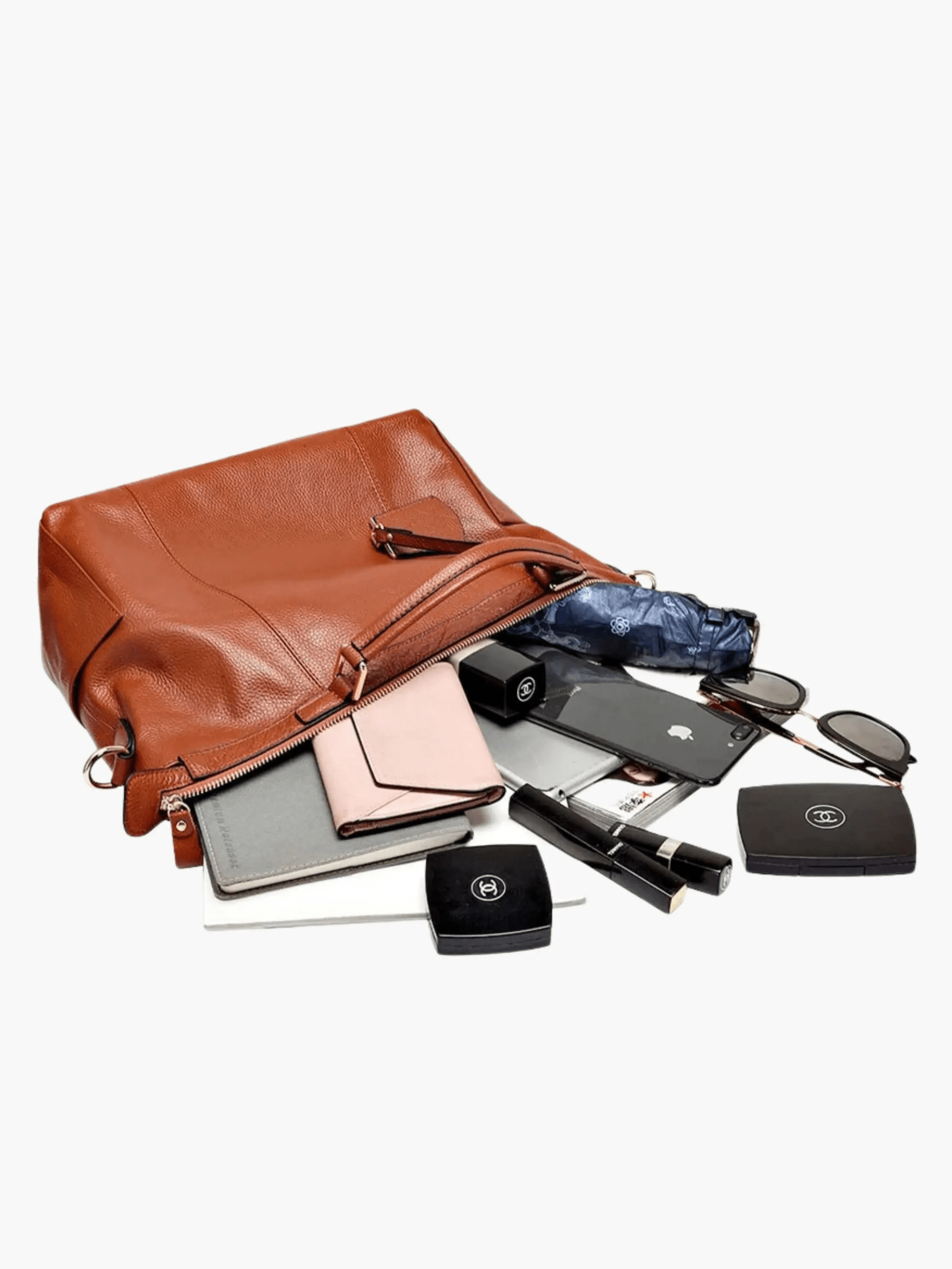 Madeline | Brown Leather Weekender Tote – Chic & Spacious