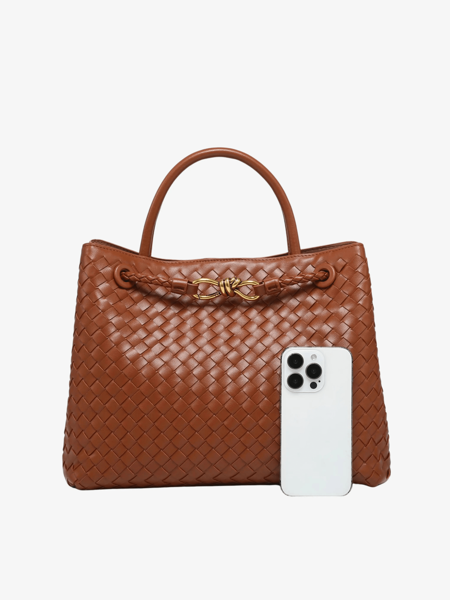Renata | Chocolate Woven Leather Tote – Sophisticated & Timeless