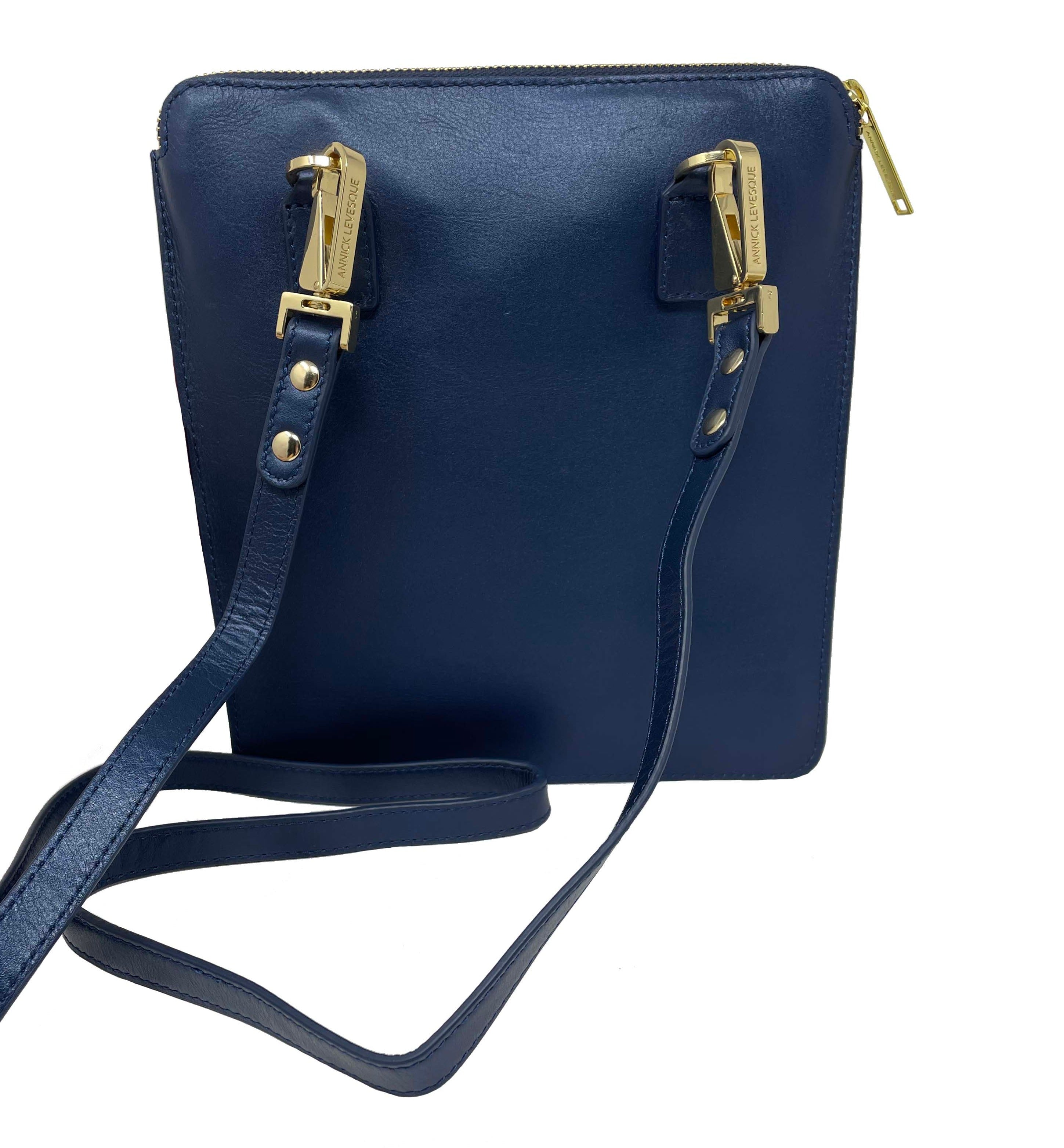 Petit Sac Bandoulière en Cuir véritable Stella, Marine