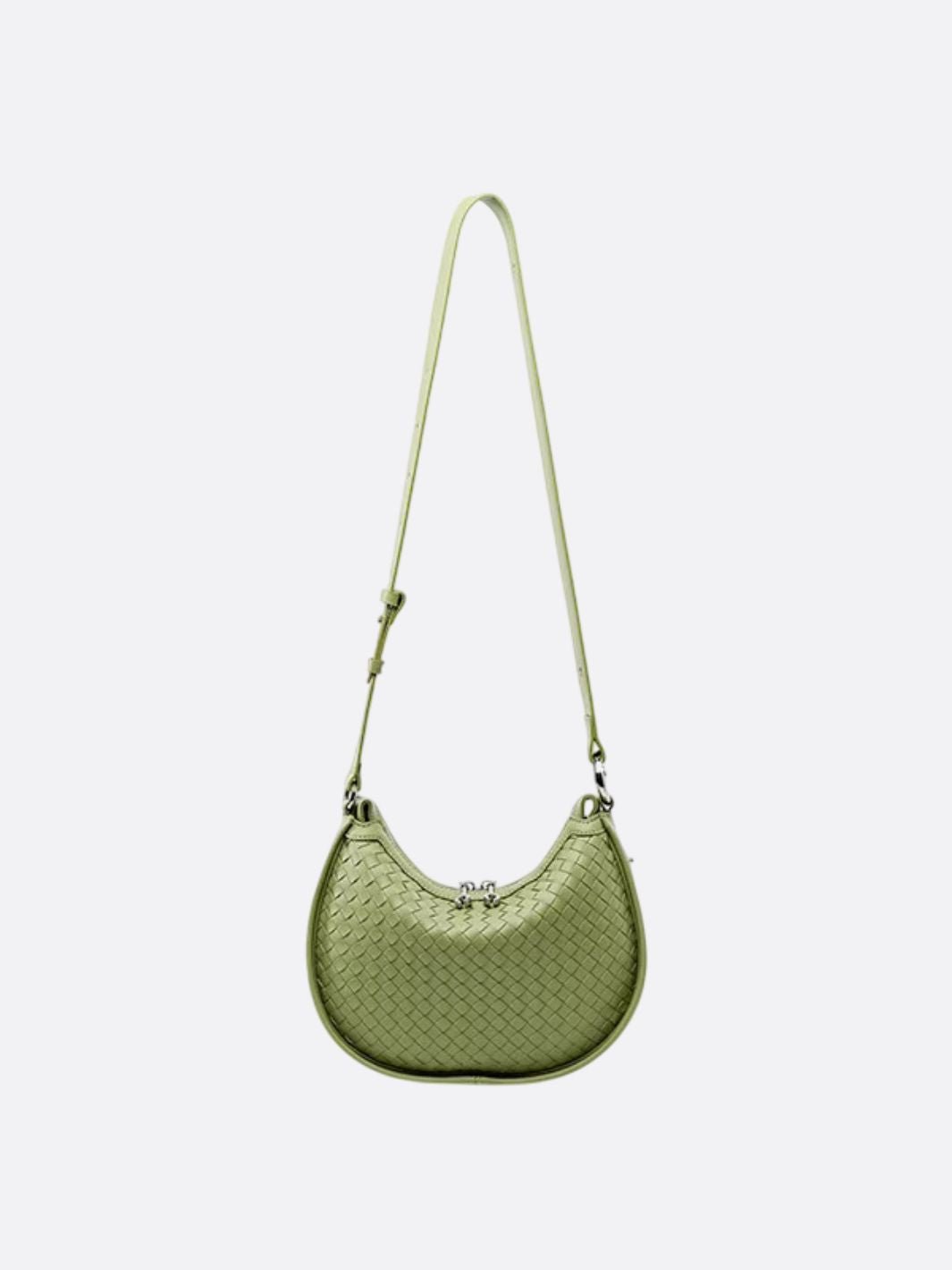 Arden Woven Crescent Bag – Genuine Leather Shoulder Bag
