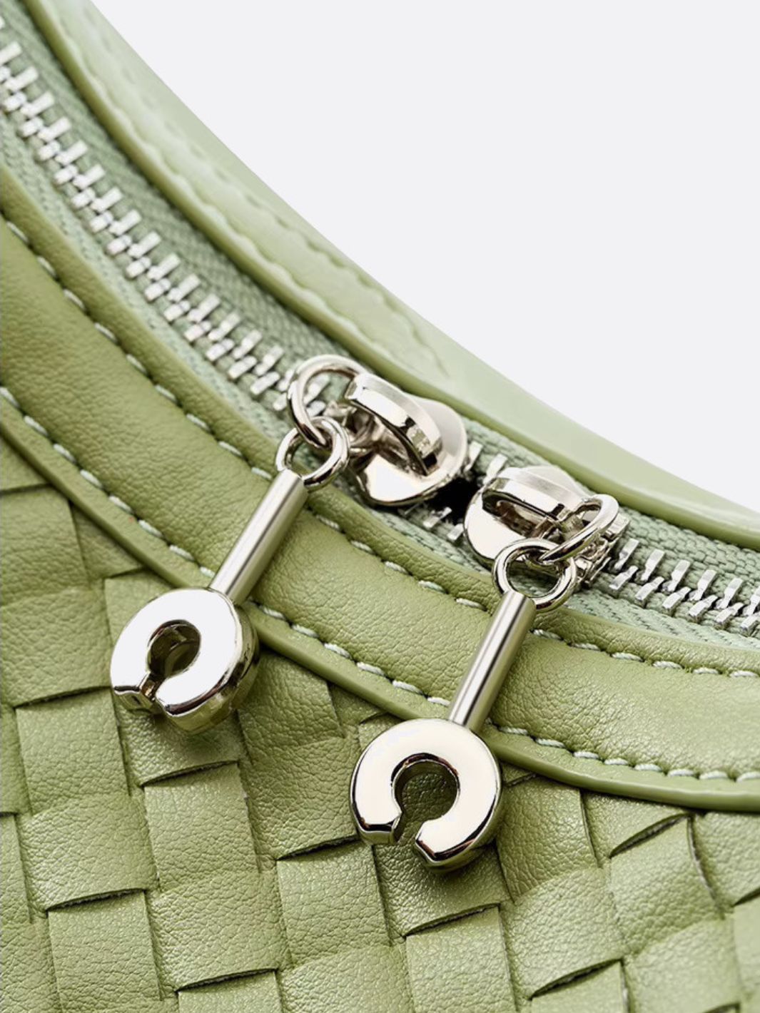 Arden Woven Crescent Bag – Genuine Leather Shoulder Bag