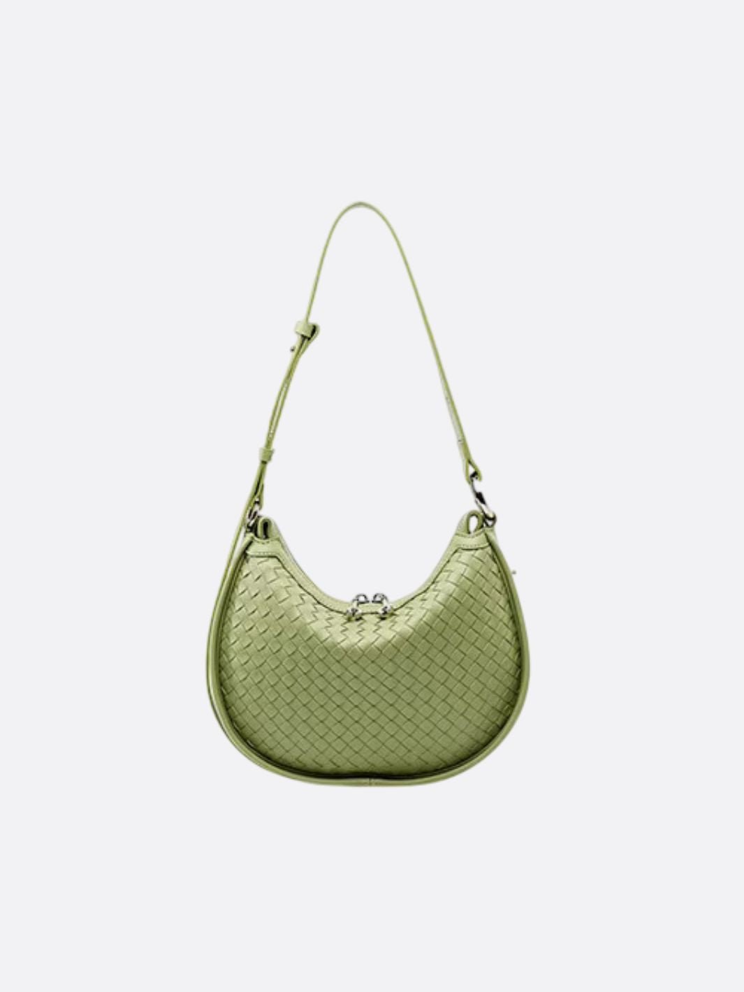 Arden Woven Crescent Bag – Genuine Leather Shoulder Bag