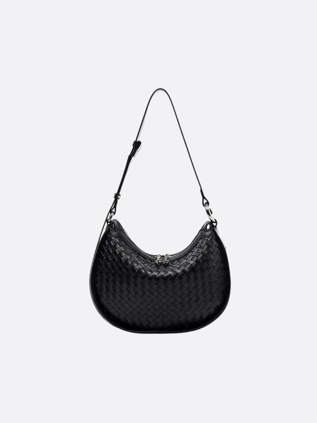 Arden Woven Crescent Bag – Genuine Leather Shoulder Bag