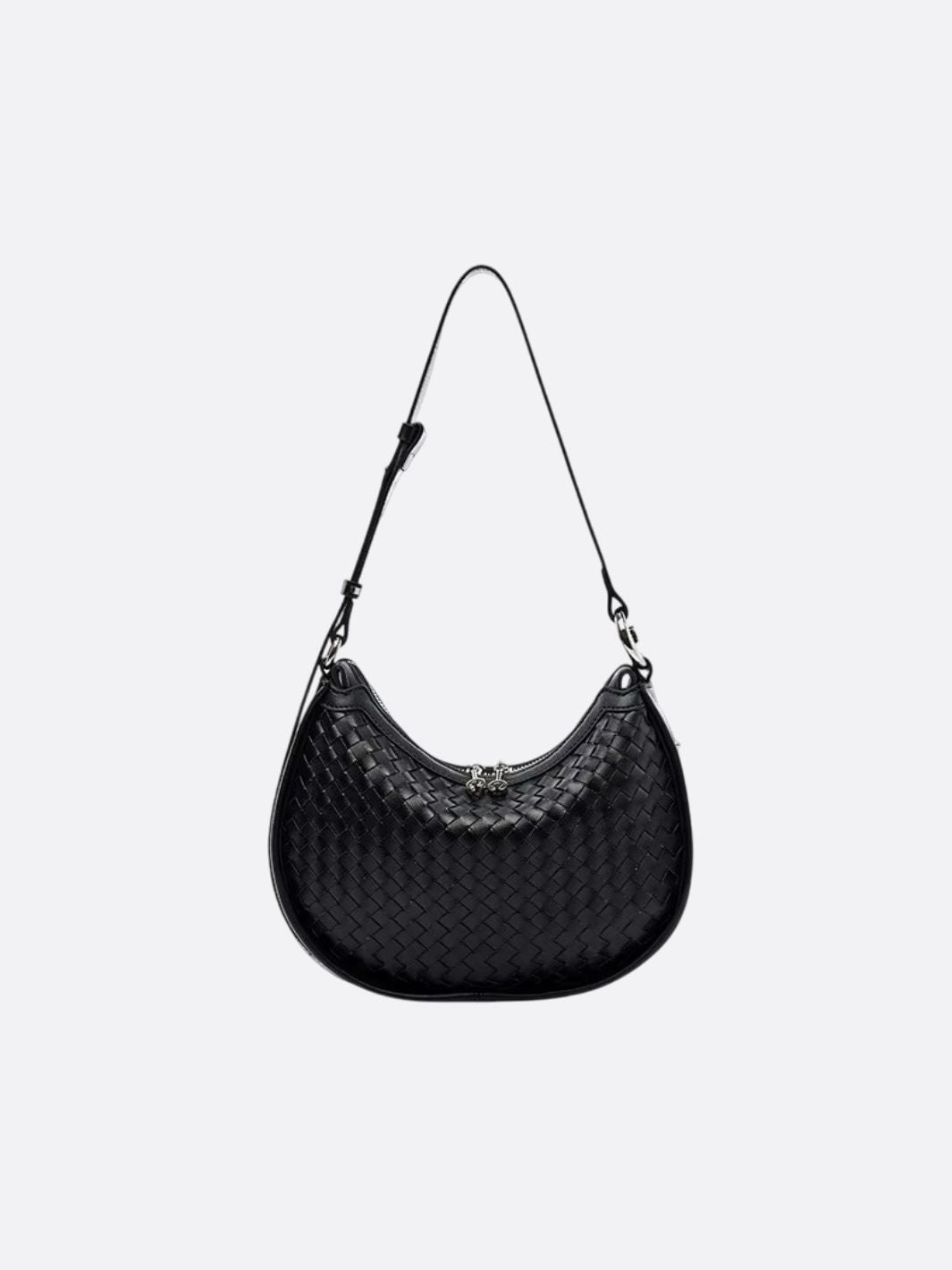 Arden Woven Crescent Bag – Genuine Leather Shoulder Bag