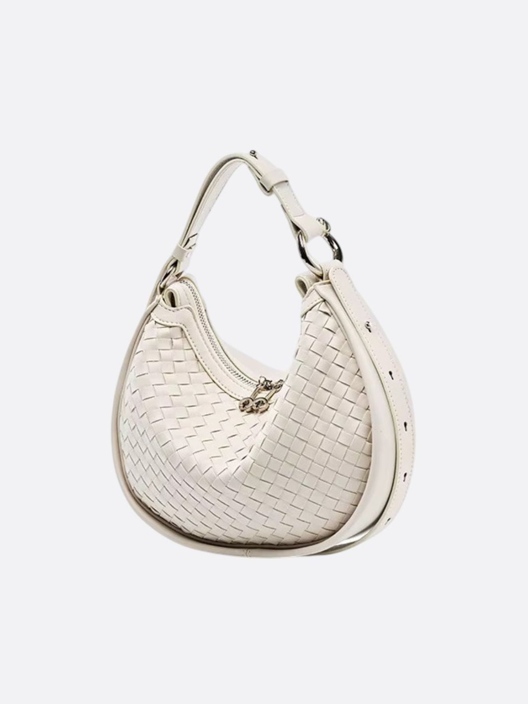 Arden Woven Crescent Bag – Genuine Leather Shoulder Bag