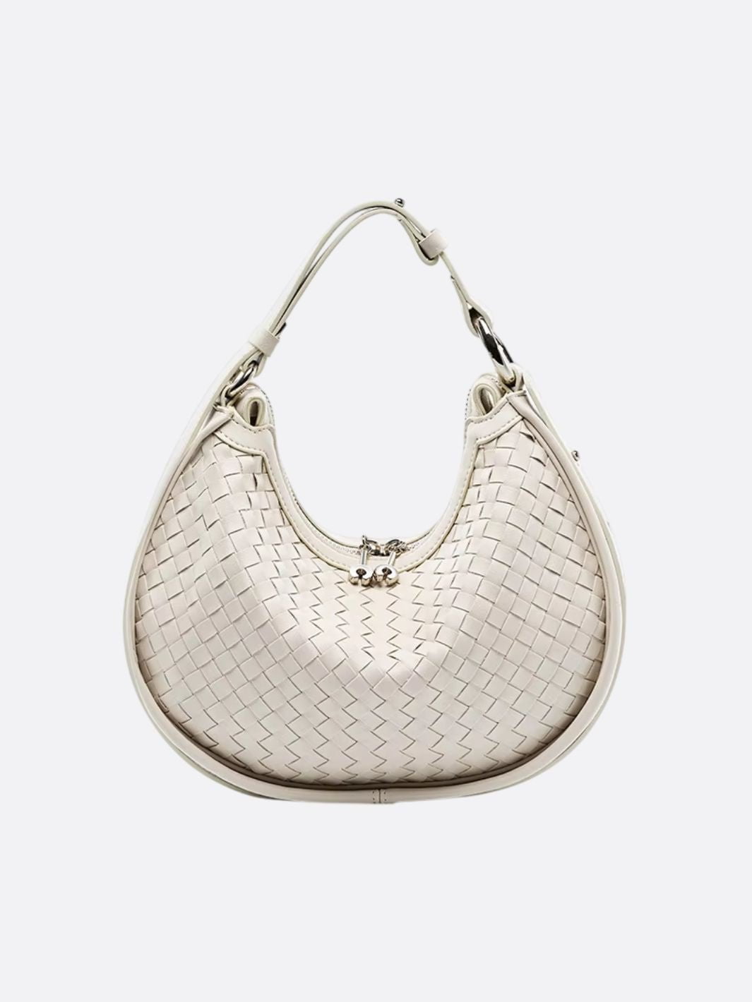 Arden Woven Crescent Bag – Genuine Leather Shoulder Bag