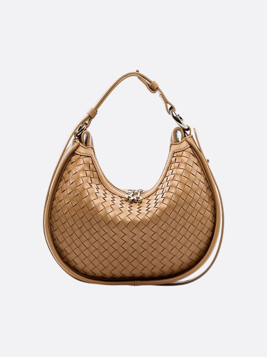 Arden Woven Crescent Bag – Genuine Leather Shoulder Bag