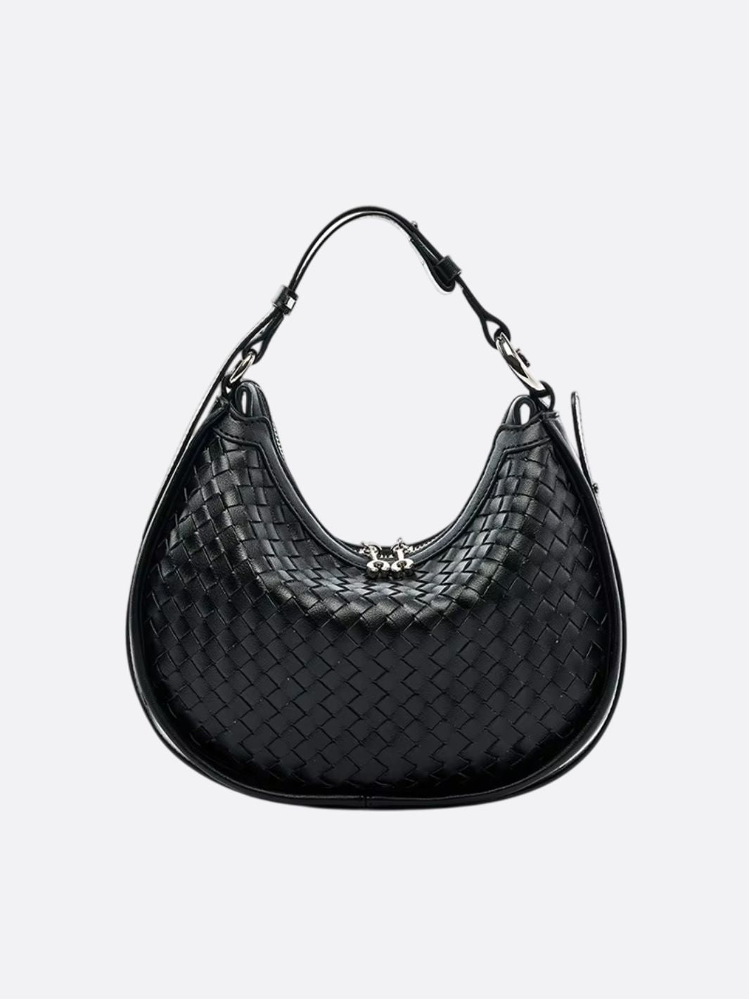 Arden Woven Crescent Bag – Genuine Leather Shoulder Bag