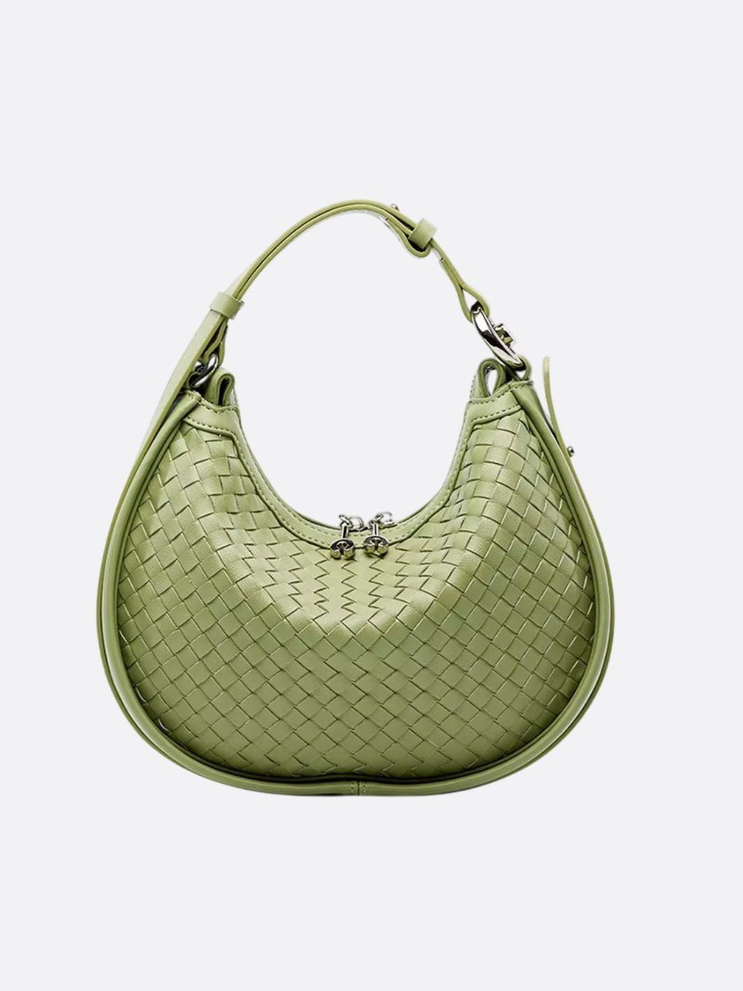 Arden Woven Crescent Bag – Genuine Leather Shoulder Bag