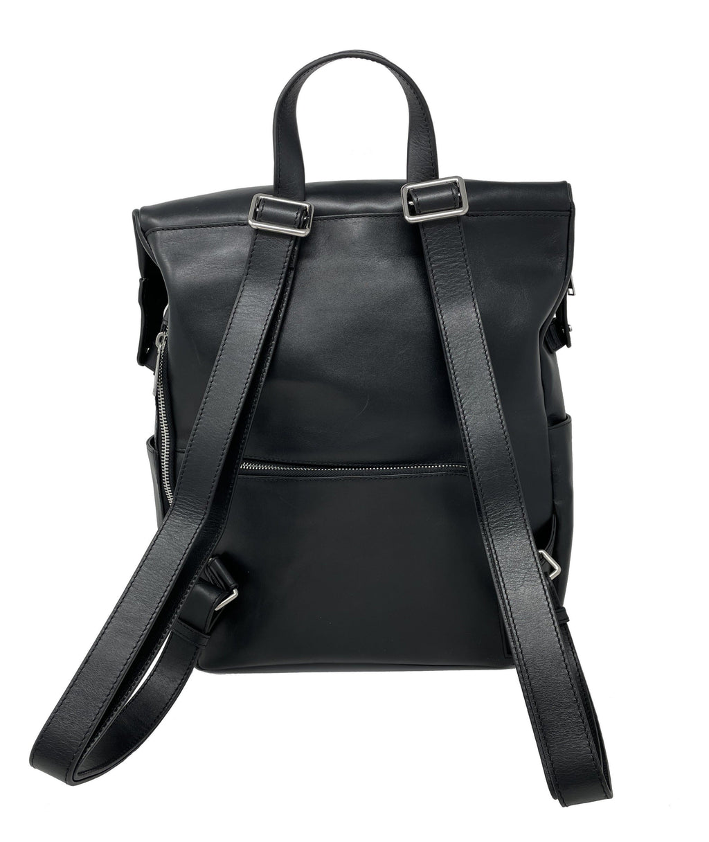 Grand Sac à dos en Cuir véritable Noir | Léanne