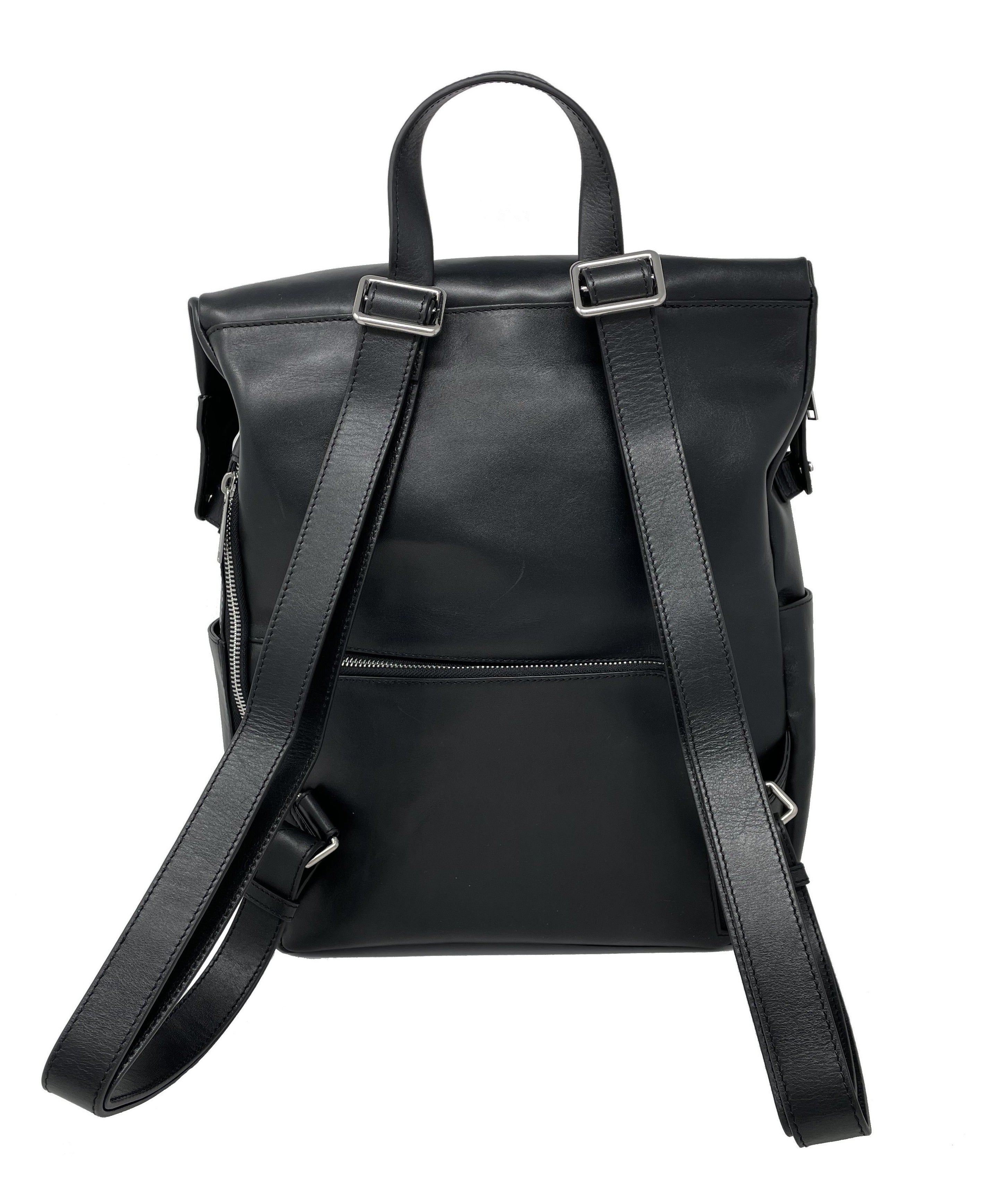 Grand Sac à dos en Cuir véritable Noir | Léanne
