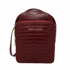 Sac à dos en Cuir Rouge Bordeaux Croco, Alice