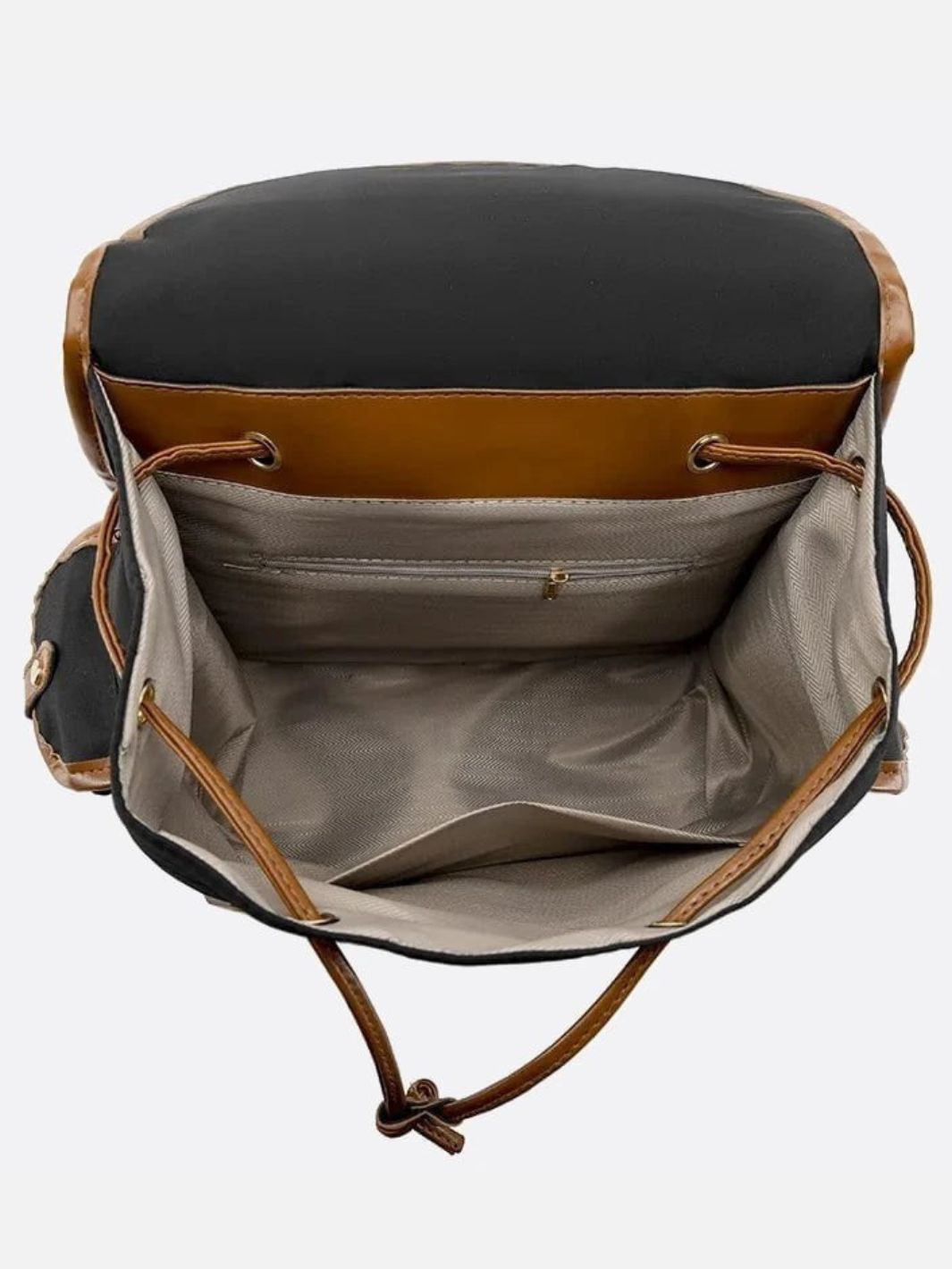 Preston Canvas Backpack – Two-Tone Drawstring Rucksack with Faux Leather Trim