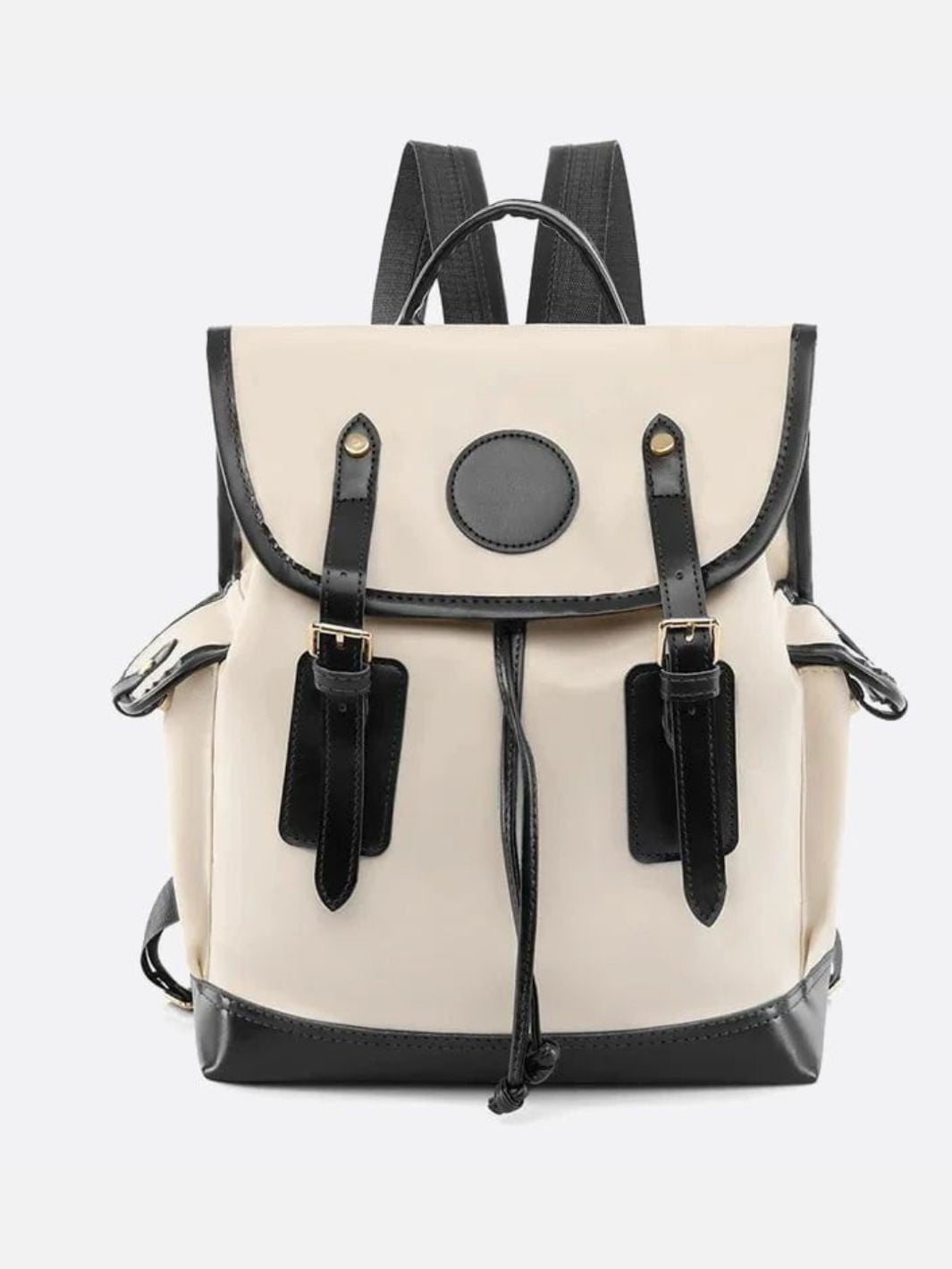 Preston Canvas Backpack – Two-Tone Drawstring Rucksack with Faux Leather Trim