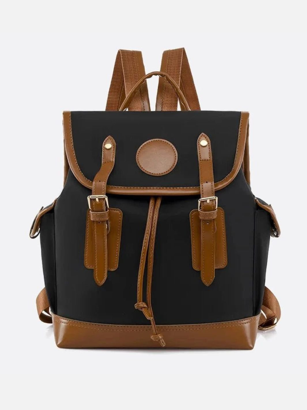 Preston Canvas Backpack – Two-Tone Drawstring Rucksack with Faux Leather Trim