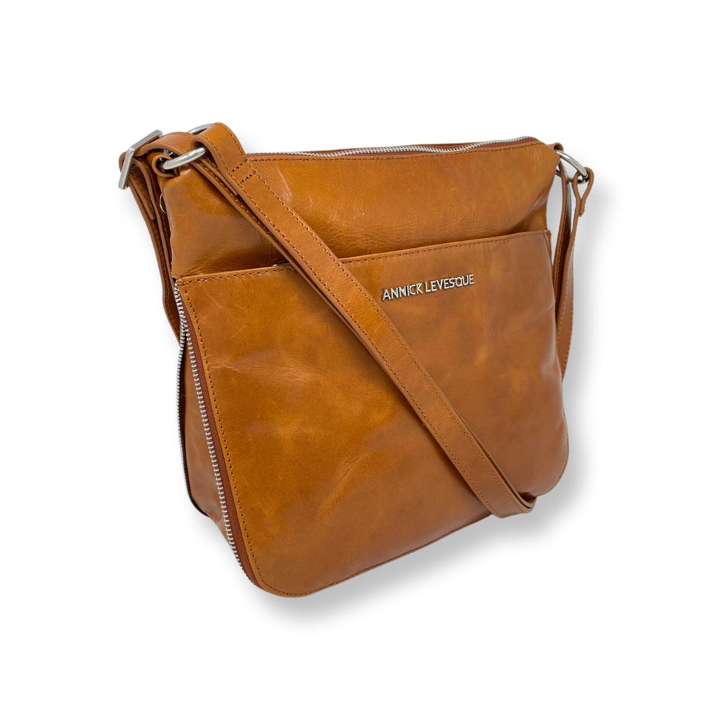Sac à main transformable en Cuir Véritable Cognac, Joséé