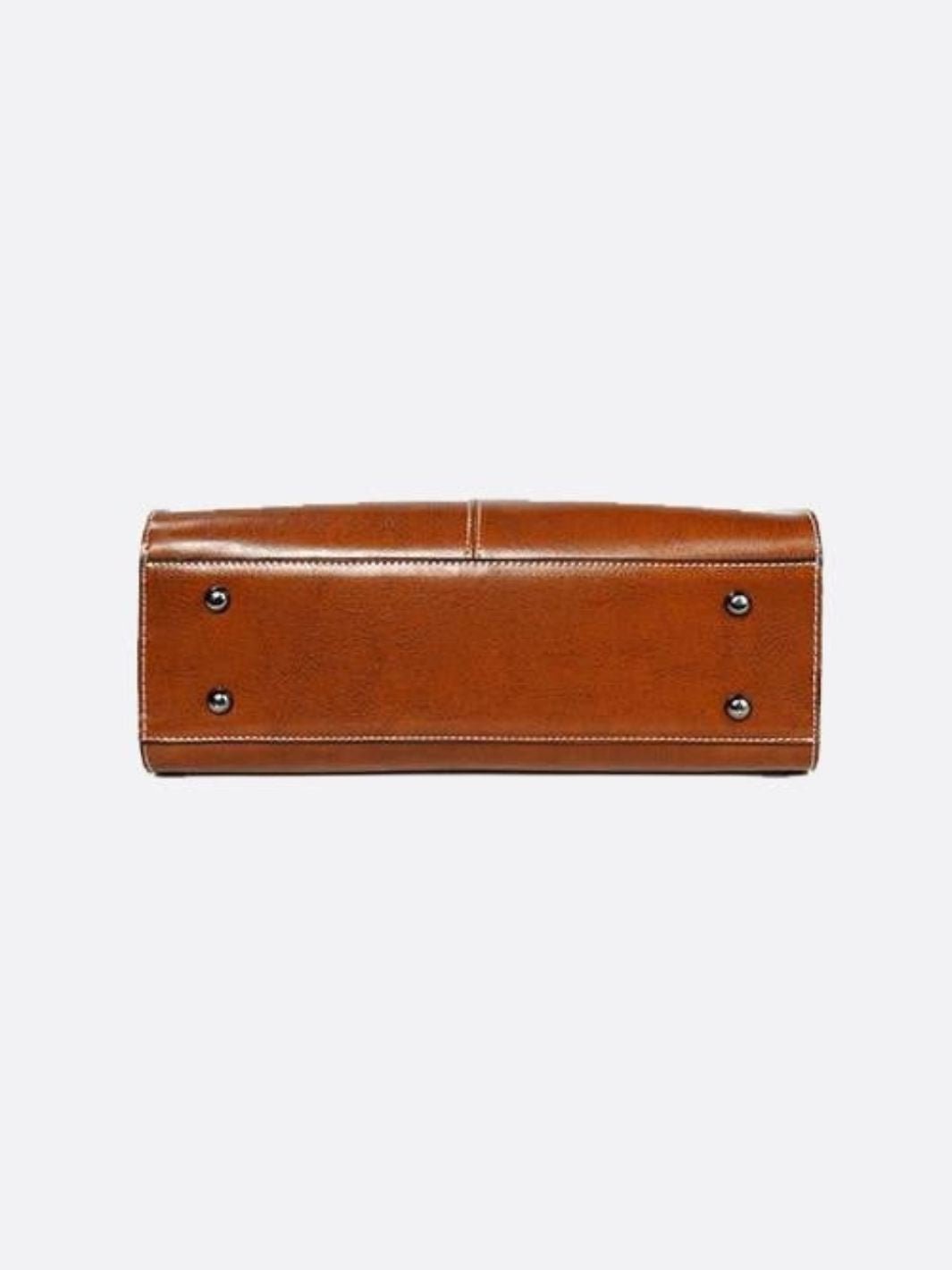 Vintage-Style Camel Leather Tote Bag – Professional & Timeless