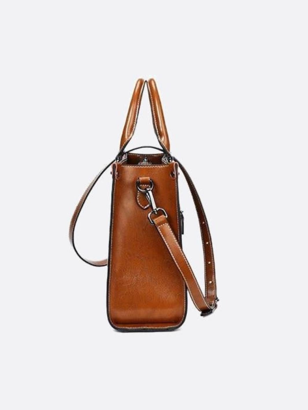 Vintage-Style Camel Leather Tote Bag – Professional & Timeless
