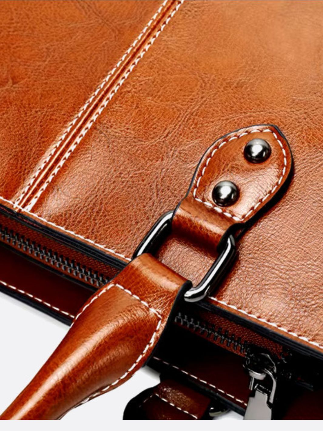 Vintage-Style Camel Leather Tote Bag – Professional & Timeless