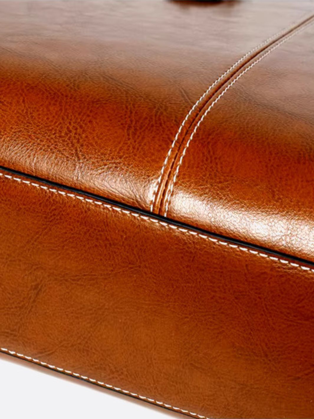 Vintage-Style Camel Leather Tote Bag – Professional & Timeless