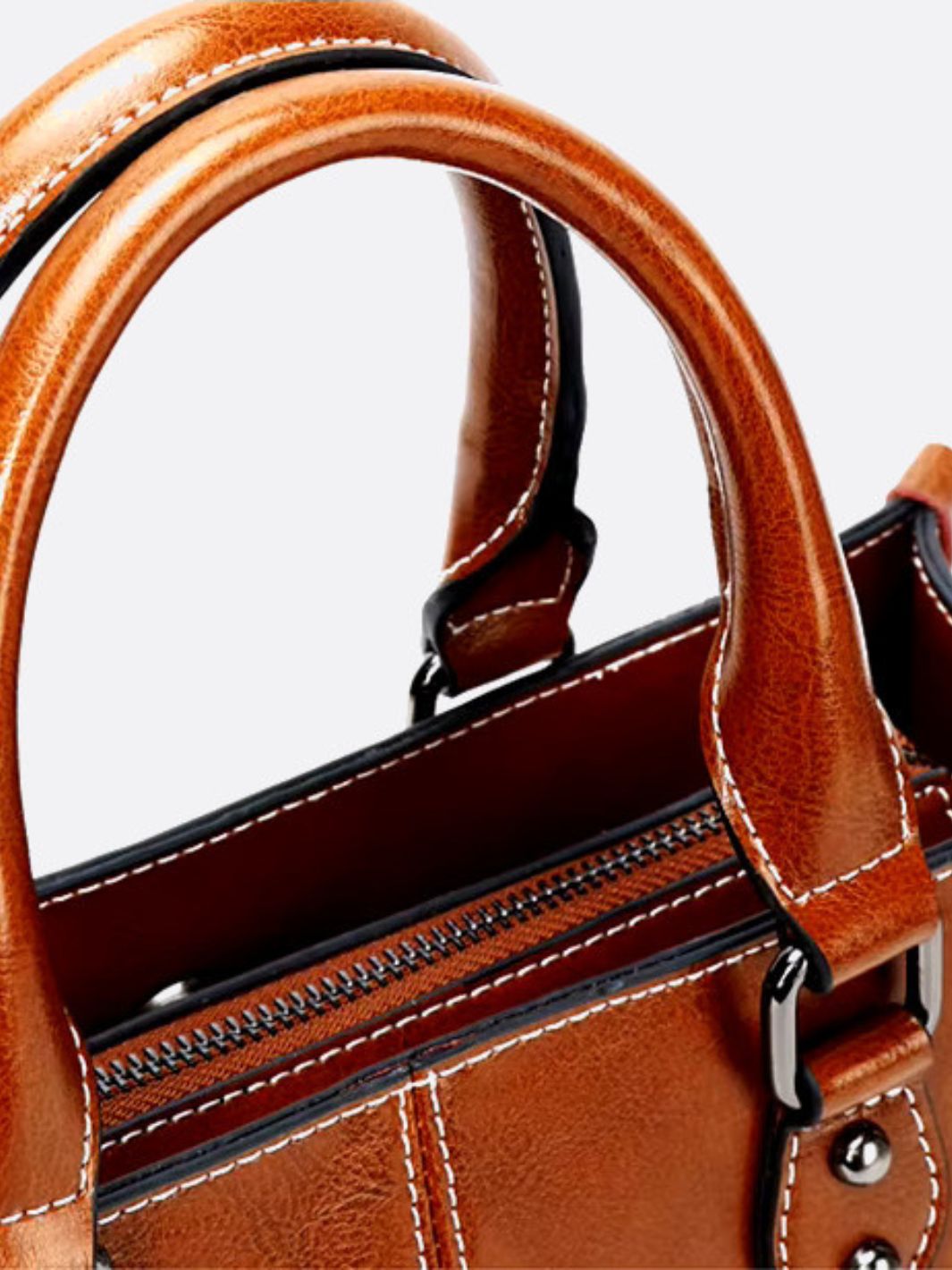 Vintage-Style Camel Leather Tote Bag – Professional & Timeless