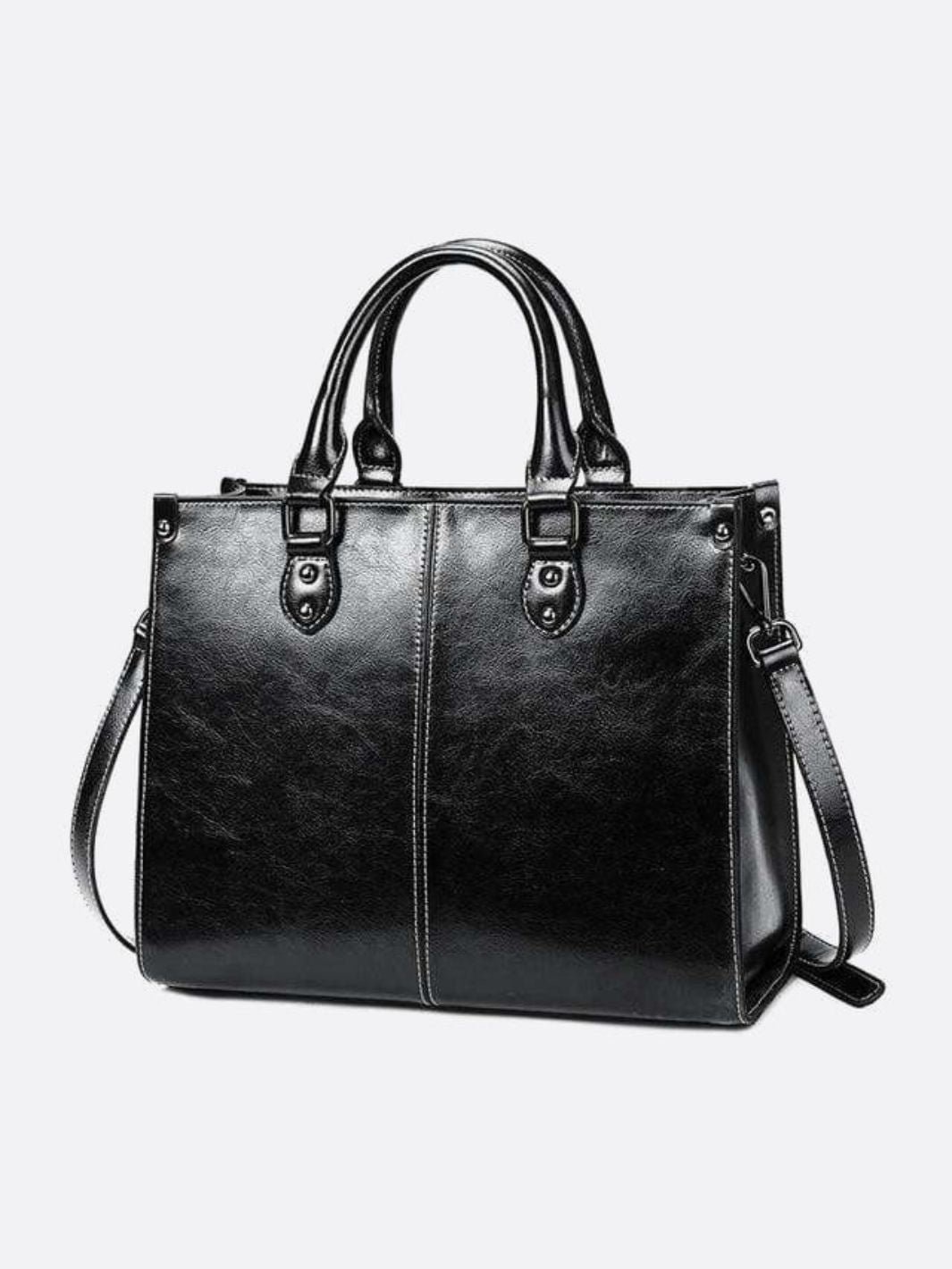 Vintage-Style Camel Leather Tote Bag – Professional & Timeless