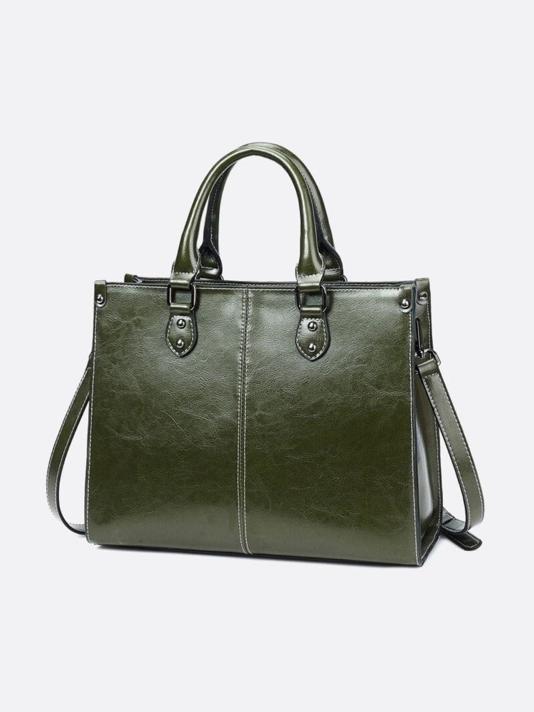 Vintage-Style Camel Leather Tote Bag – Professional & Timeless