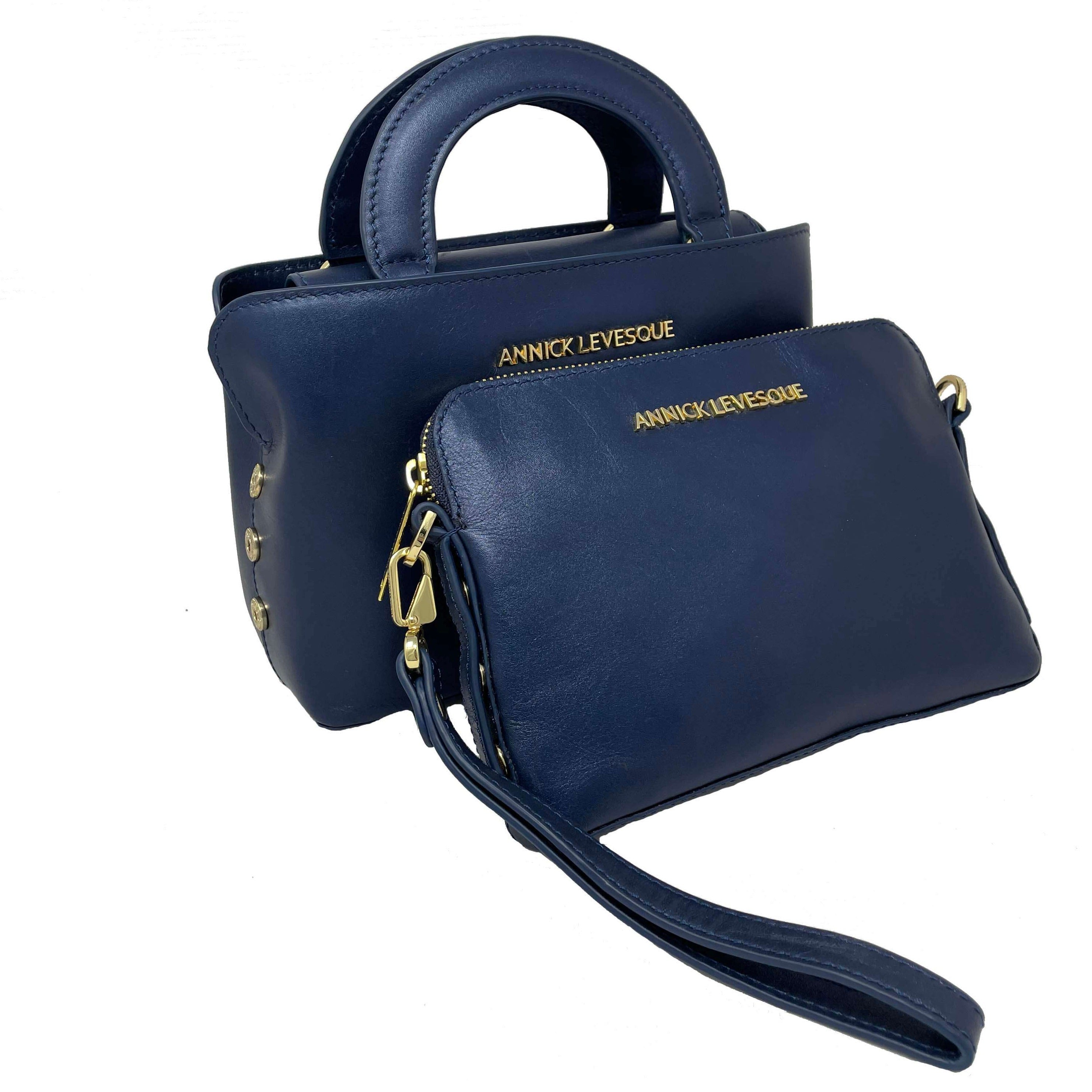 Sac à main deux en un, bleu Marine | Clarence - PRÉCOMMANDE