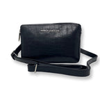 Petit sac bandoulière en Cuir Annie, Noir embossé