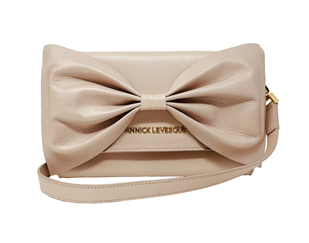Sac à main en cuir véritable avec noeud papillon Scarlett, 3 en 1, rose blush