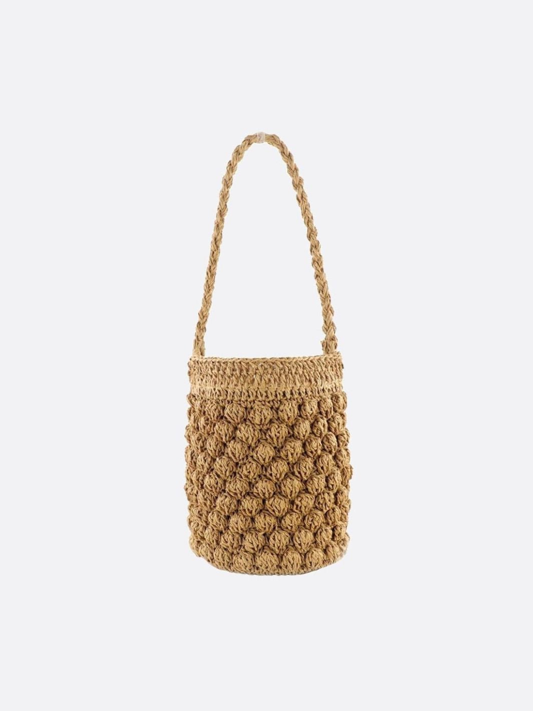 Nova Mini Crochet Bucket Bag – Handwoven Straw Purs