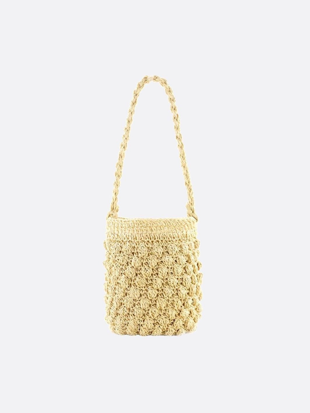 Nova Mini Crochet Bucket Bag – Handwoven Straw Purs