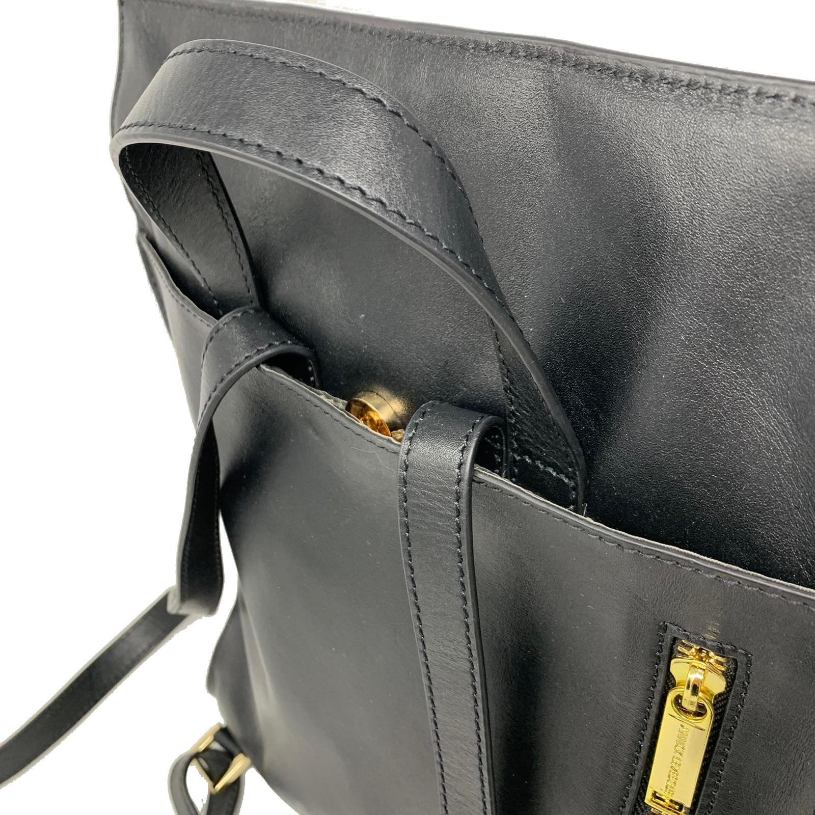 Sac à dos en cuir véritable noir, Antoinette