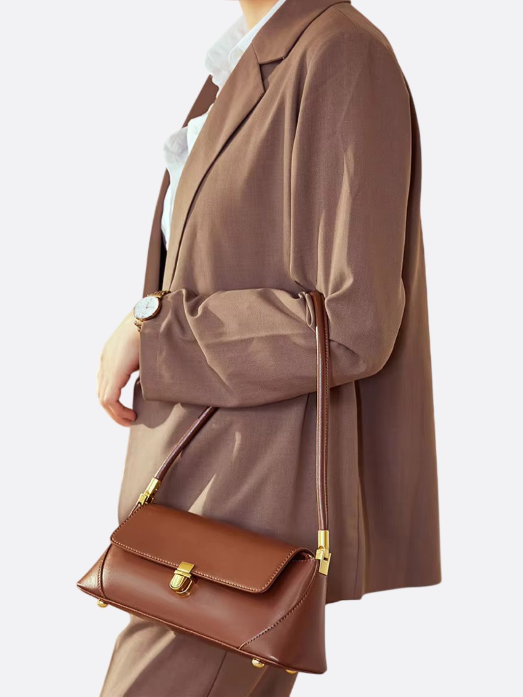 Vivienne Retro Baguette Bag – Structured Leather Shoulder Purse