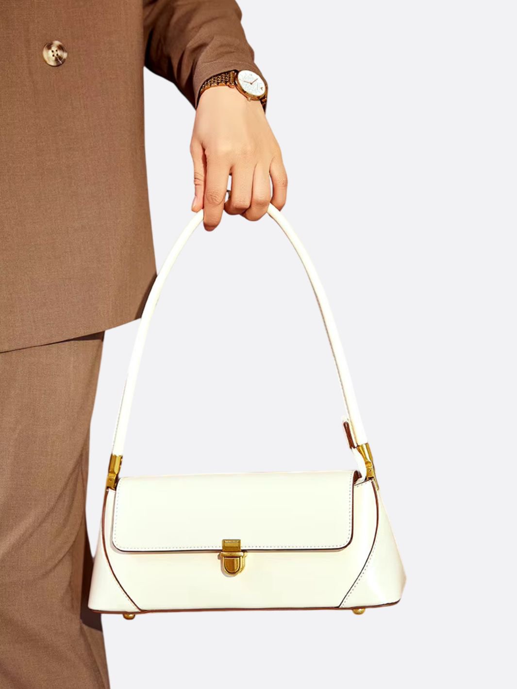 Vivienne Retro Baguette Bag – Structured Leather Shoulder Purse