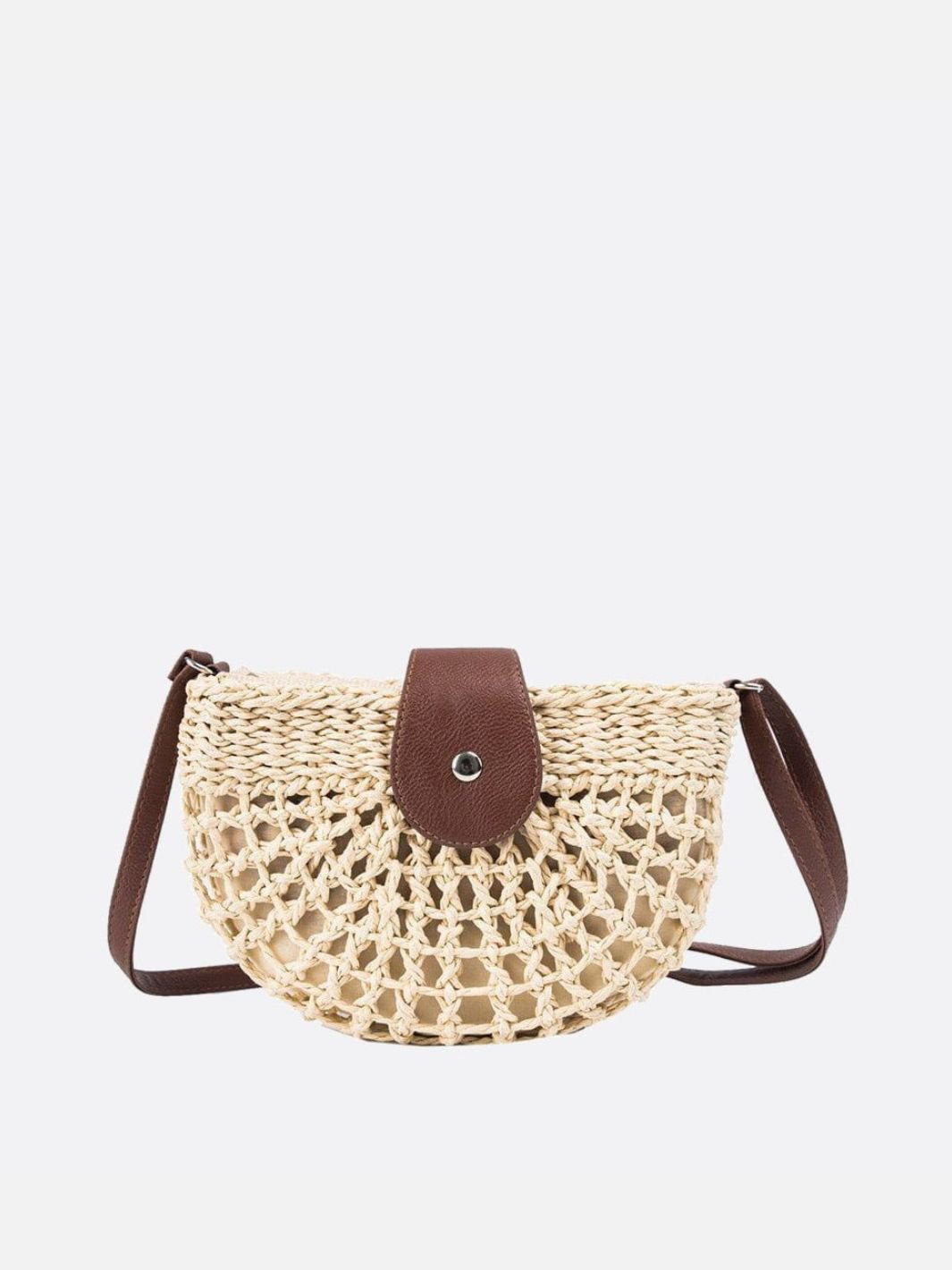 Rio Half-Moon Rope Crossbody Bag – Open-Weave Straw Bag