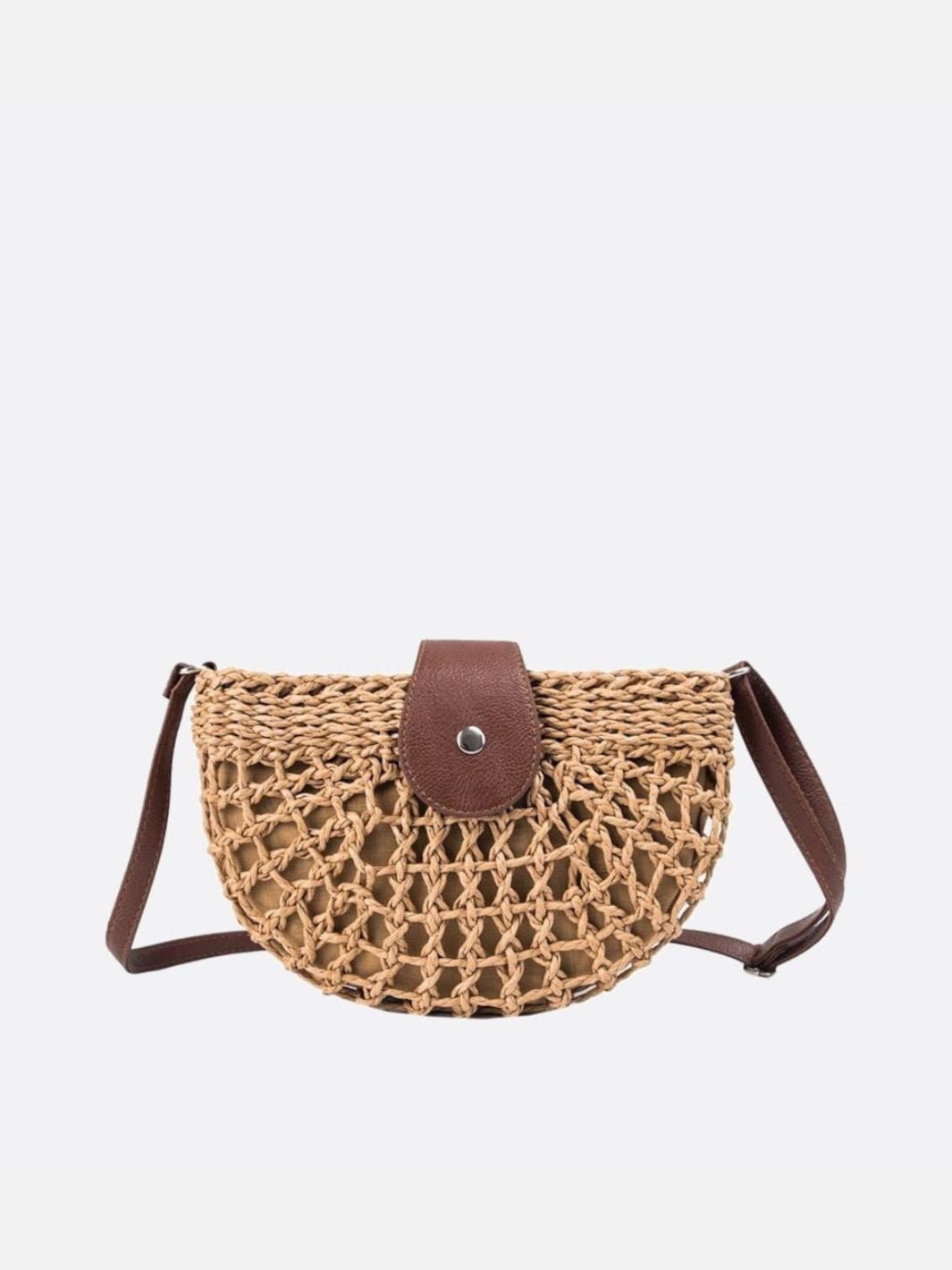 Rio Half-Moon Rope Crossbody Bag – Open-Weave Straw Bag