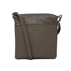 Sac à Bandoulière / Sacoche en cuir véritable Taupe | Gisèle