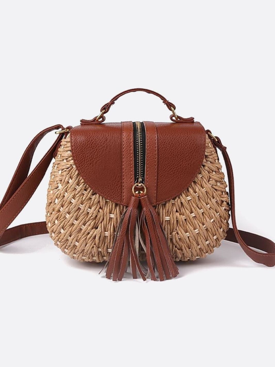 Solene Straw Saddle Bag – Woven Crossbody