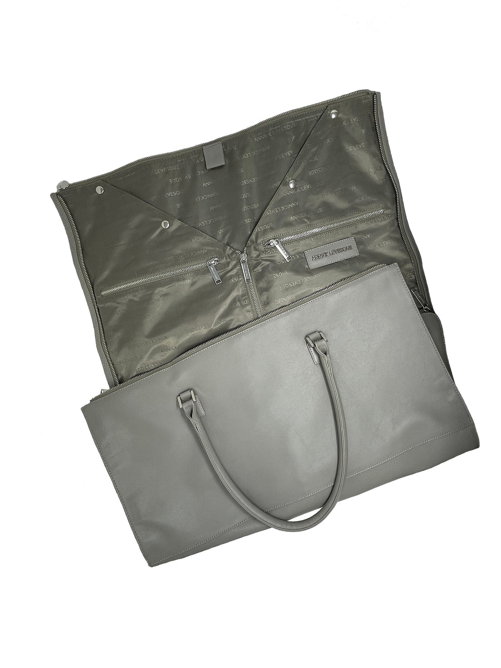 Grand Sac de Voyage-Housse en Cuir Véritable Gris, Frederick