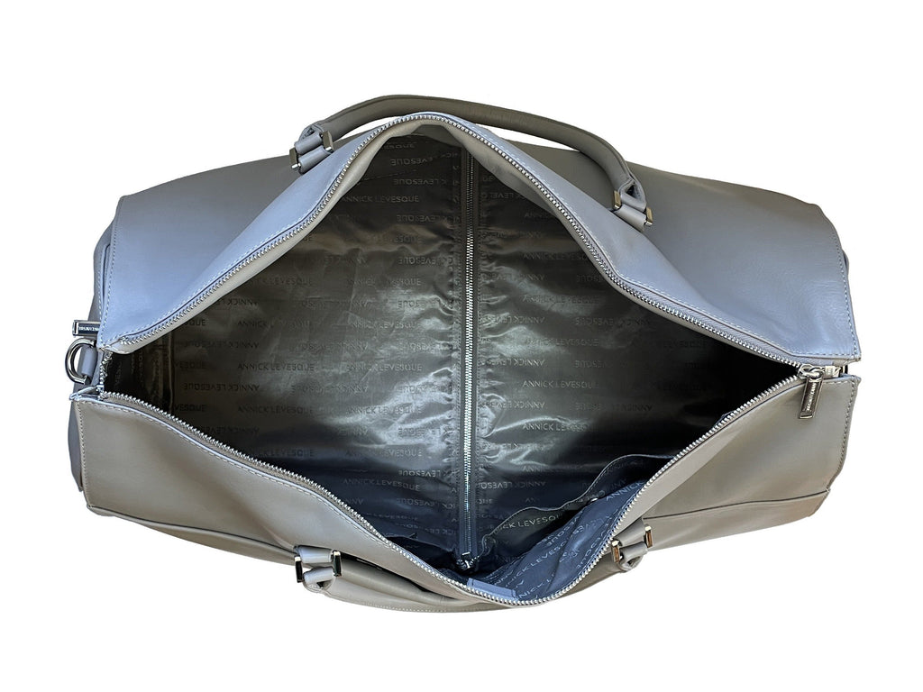 Grand Sac de Voyage-Housse en Cuir Véritable Gris, Frederick