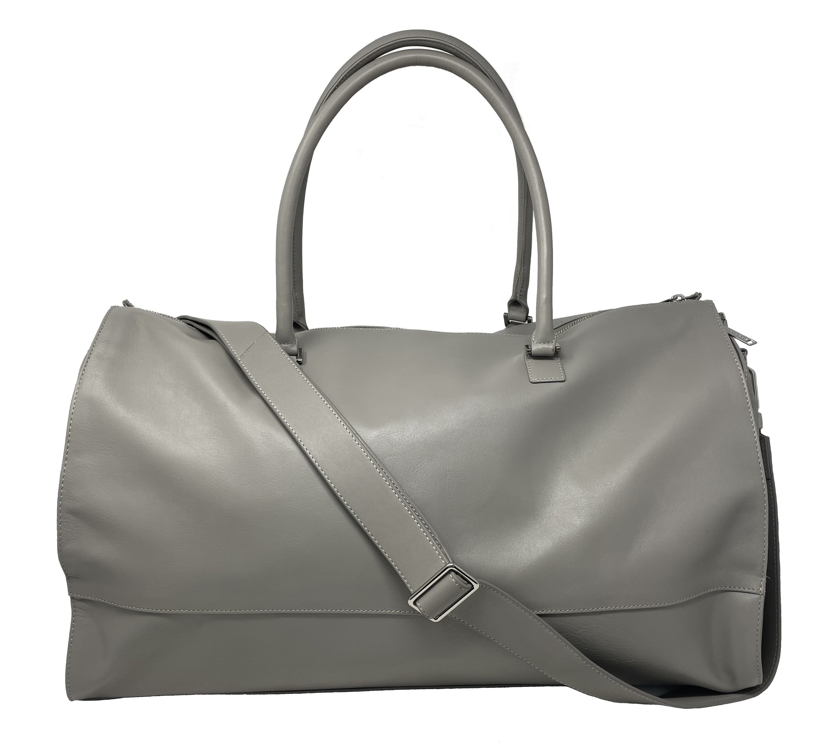 Grand Sac de Voyage-Housse en Cuir Véritable Gris, Frederick